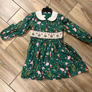 Green Holiday Nutcracker Dress with White Collar